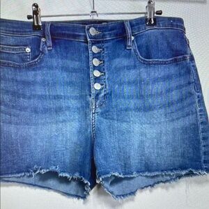 Women's Blue Denim Button-Front Athletic Shorts
